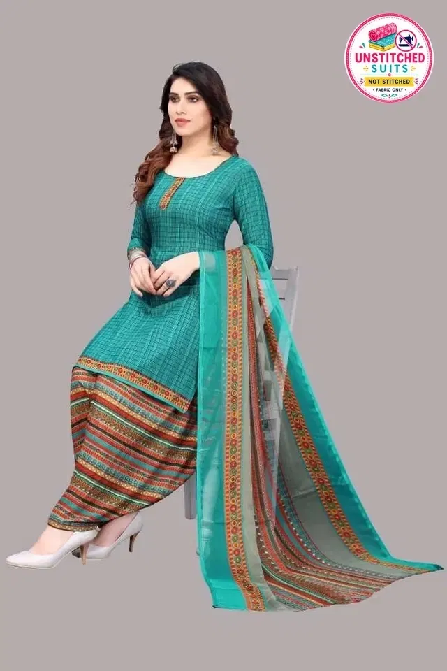Unstitched Dress Material for Women & Girls (Turquoise)