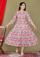 Rayon Printed Anarkali Kurti for Women 