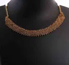 GOLD Rhinestone Fringe Necklace and Dangle Earrings For Womens (Necklace, Earrings, Maang Tikka)