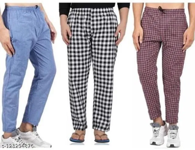 Cotton Trousers for Mens (Multicolor, XL) (Pack of 3)