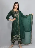Acrylic Printed Anarkali Kurta Set for Women 