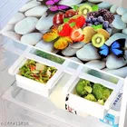 KANUSHI Industries® 1Pc Fridge Cover for Top with 6 Utility Pockets + 2 Handles Covers + 3 Fridge Mats 