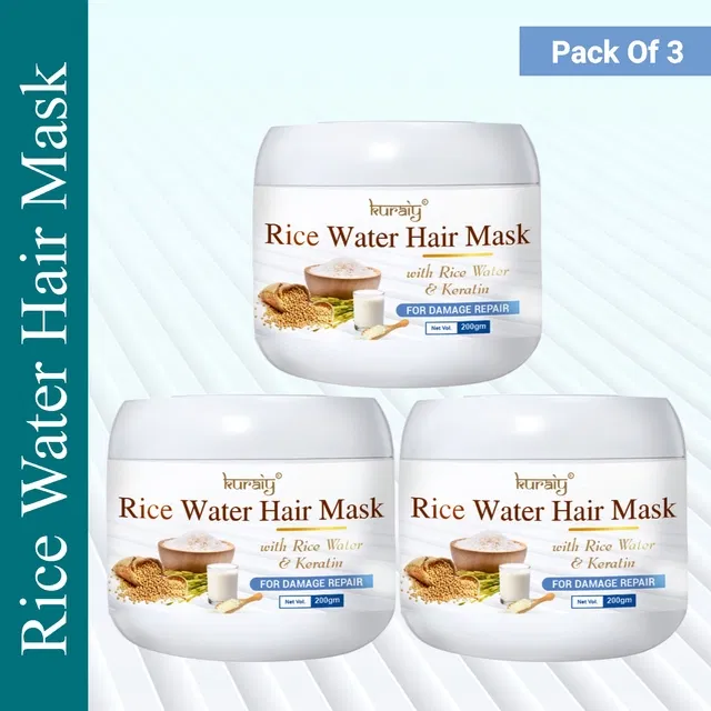 Kuraiy Rice Water Hair Mask (200 g, Pack of 3)