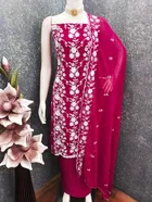 Georgette Embroidered Unstitched Suit Fabric, Pink