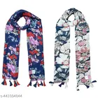 Poly Chiffon Printed Scarves for Women (Multicolor, 1.75 m) (Pack of 2)