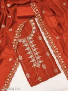 Vichitra Silk Punjabi/All Over Suits Semi-Stitched Suits 