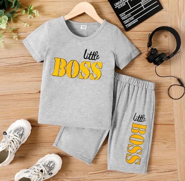 Hosiery Printed Clothing Set for Kids (Grey, 18-24 Months)