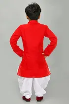 Cotton Embroidered Kurta with Patiyala Set for Boys 