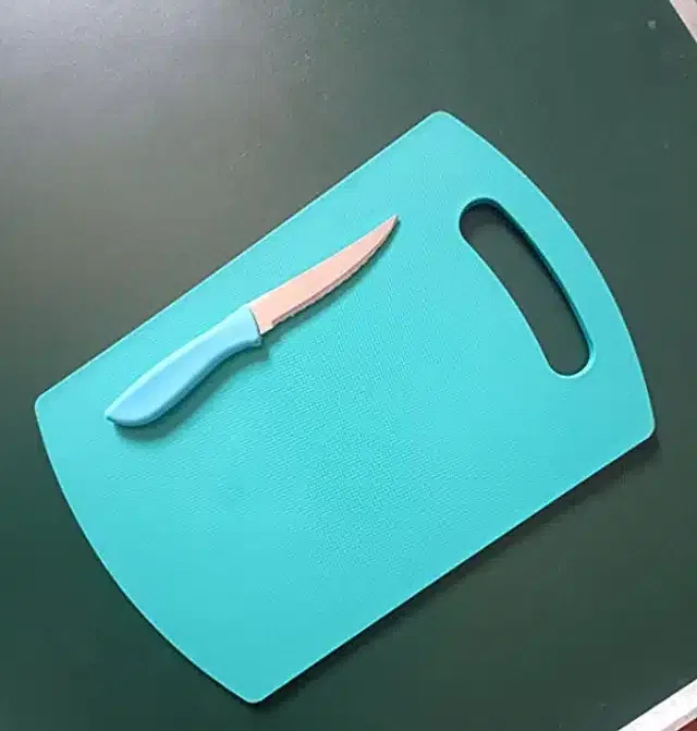 Chopping Board & Knife (Set of 2, Blue)