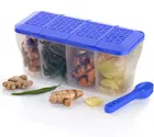 Plastic 4 Section Storage Jar with Spoons Set 