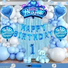 Prince Theme 1st Happy Birthday Decoration Items For Girls, Multicolor, Pack of 112