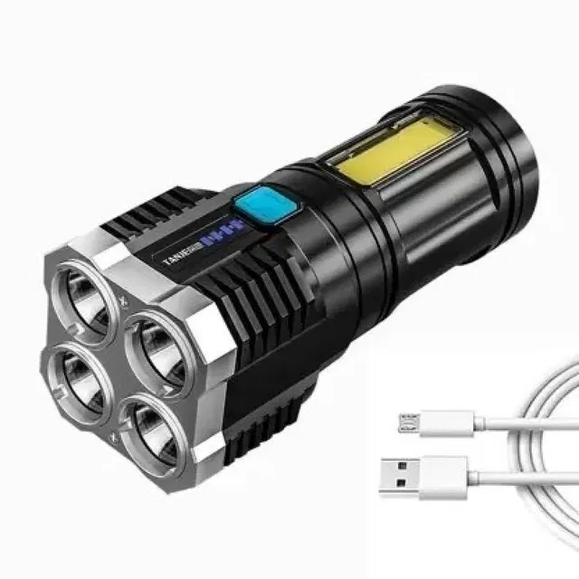 LED Flashlight 4 Lighting Torch (Black, 6cm)