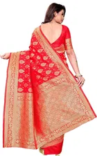 Silk Woven Design Saree for Women, Red 
