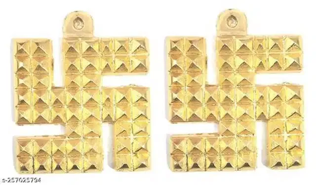 Vastu Swastik Wall Hanging (Gold, Pack of 2)