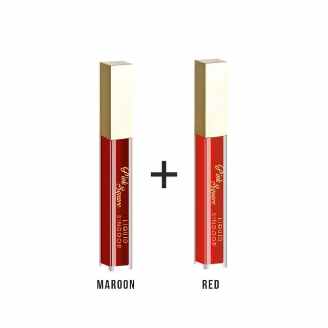 Herbal Waterproof Liquid Bridal Sindoor (Pack of 2, Red & Maroon)