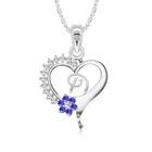 Vighnaharta Alloy Flower Heart Initial "D" Alphabet Rodium Plated Pendant With Chain For Women & Girls 