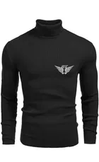 Fleece Hi-Neck Sweater for Men, Black 