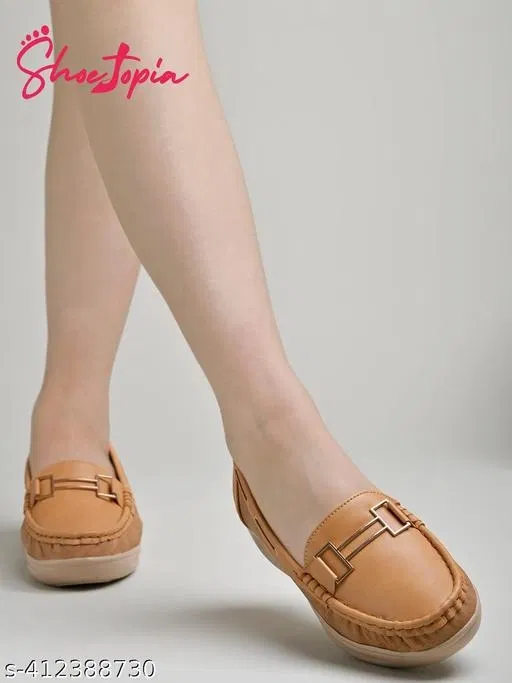 Solid Loafers for Women (Beige, IND-6)