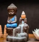 Buddha Idol Polyresin With 30 Cones 13L X 10.7W X 7.4H Cm