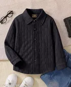 Self Design Cotton Blend Long Sleeves Polo for Boys 