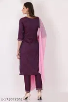 Nylon Embroidered Kurta with Pant & Dupatta for Women 