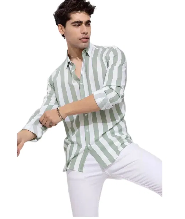 Long Sleeves Shirt for Men (Green, XXL)