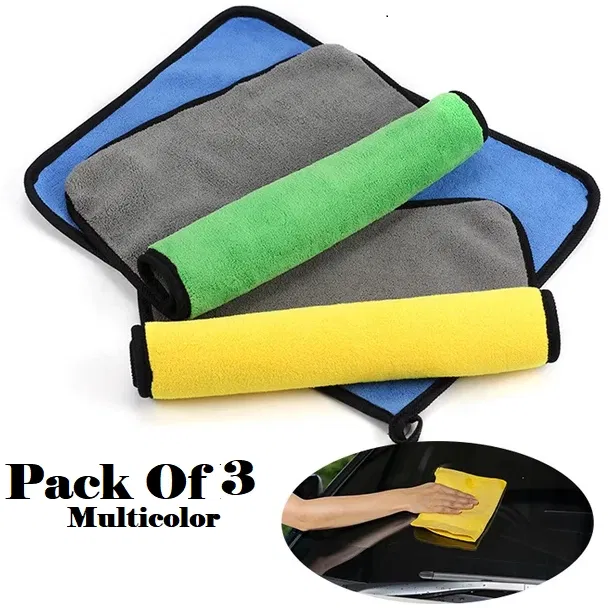 Microfiber Thick Lint & Streak-Free Multipurpose Cleaning Clothes (Multicolor, Pack of 3)