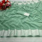 Cotton Blend Striped Saree for Women 