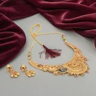 Gold Plated Necklace with Earrings Set for Women (Gold, Set of 1)