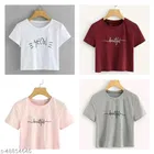 Round Neck Printed Crop T-Shirts for Women 