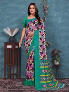 Georgette Printed Saree for Women, Multicolor, Pack of 2 