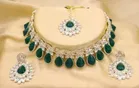 Emerald Kundan Choker with Earrings Set (Green, Set of 1)