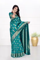Jacquard Woven Design Saree for Women, Green 