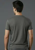Polyester Round Neck T-shirt For Men, Grey 