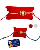 Metal 2 Pcs Rakhi with Greeting card, Roli 