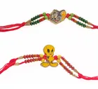 Alloy 2 Pcs Rakhi with Greeting Card & Roli Chawal 