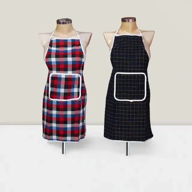 Cotton Kitchen Aprons (Multicolor, Pack of 2)