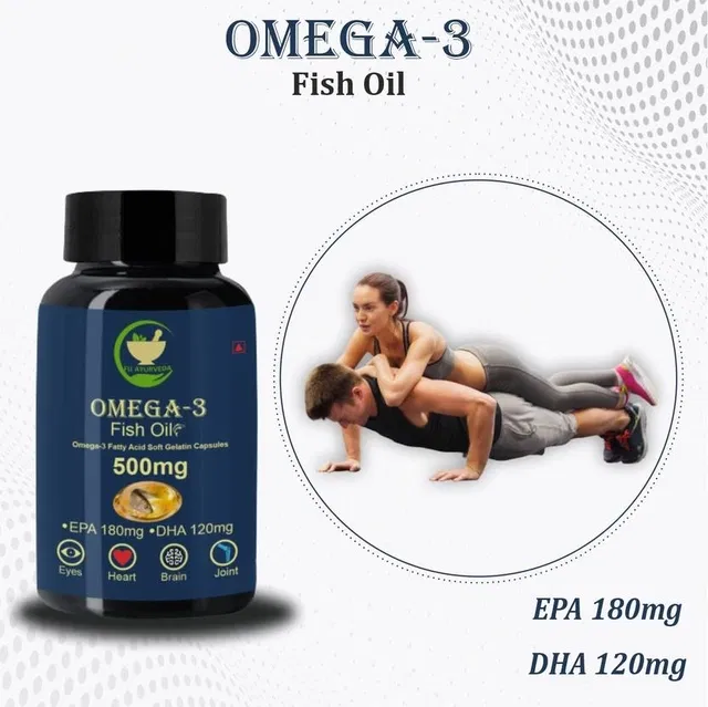 Fij Ayurveda Omega 3 Fish Oil Fatty Acid (180 Mg Epa & 120 Mg Dha) For Men & Women–60 Softgel  (500 Mg)