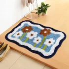 Ew Flower Tufted Designer Indoor Mat Blue (38X58Cm) Pack Of 1