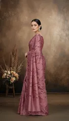 Art Silk Printed Saree for Women, Wine 