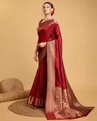 Silk Woven Design Saree for Women, Red 