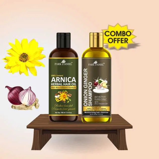 Park Daniel Premium Arnica Herbal Hair Oil & Onion ginger Herbal Shampoo (Pack of 2, 100 ml) (SE-1557)