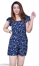 Poly Crepe Jumpsuit for Women (Multicolor, S)