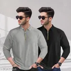 Cotton Blend T-shirt for Men, Black & Grey, Pack of 2 