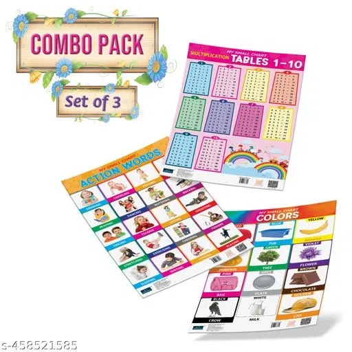 Bookford Publications My small chart Action Words, Colors & Tables (Set of 3)