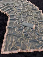 Satin Solid Saree for Women, Sky Blue 