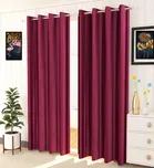 Polyester Blackout Plain Wine Door Curtain 7ft Pack of 1