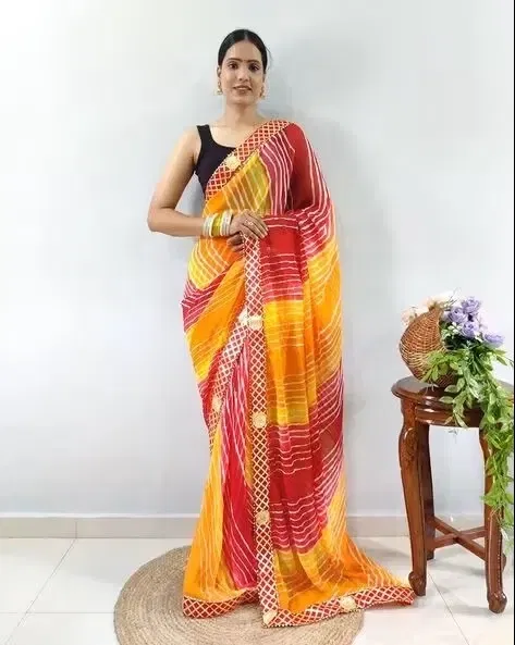 Georgette Self-Design Saree for Women (Red, 6.3 m)