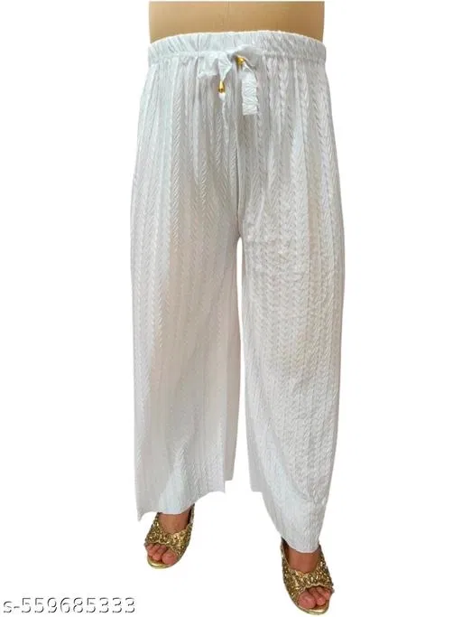 Palazzos for Women (White, XXL)