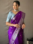 Litchi Silk Zari Woven Saree for Women, Purple 